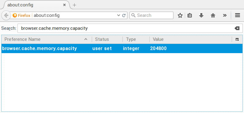 speed up firefox browser.cache.memory.capacity