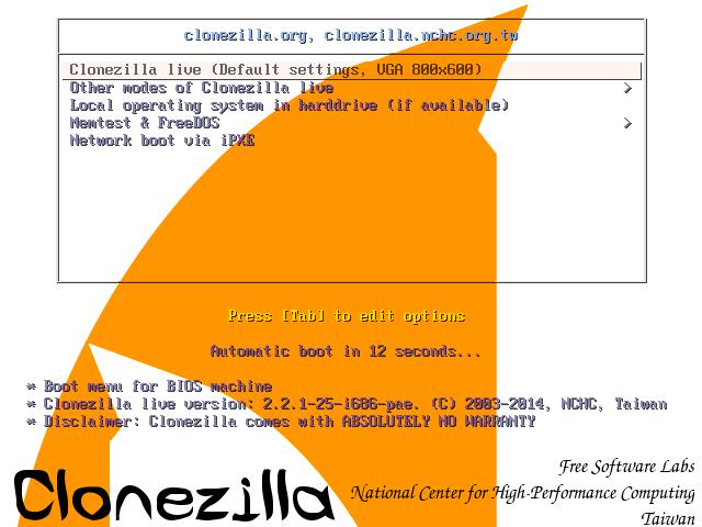 clonezilla live linux distro