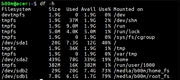 df basic linux commands example