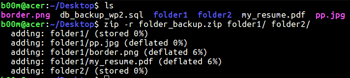 linux zip folder recursively