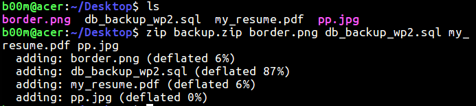 linux zip multiple files