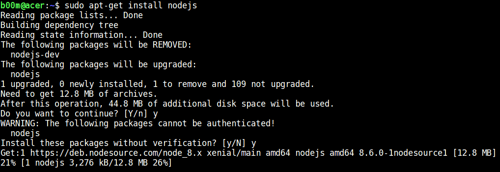 install nodejs on ubuntu