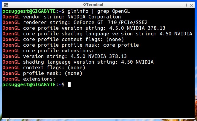 nvidia driver ubuntu glxinfo