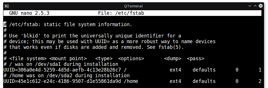 clone hdd to ssd fstab entry