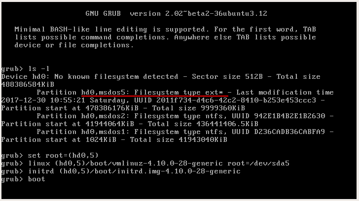 grub rescue prompt when configuration is missing