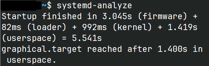 systemd-analyze boot time screenshot
