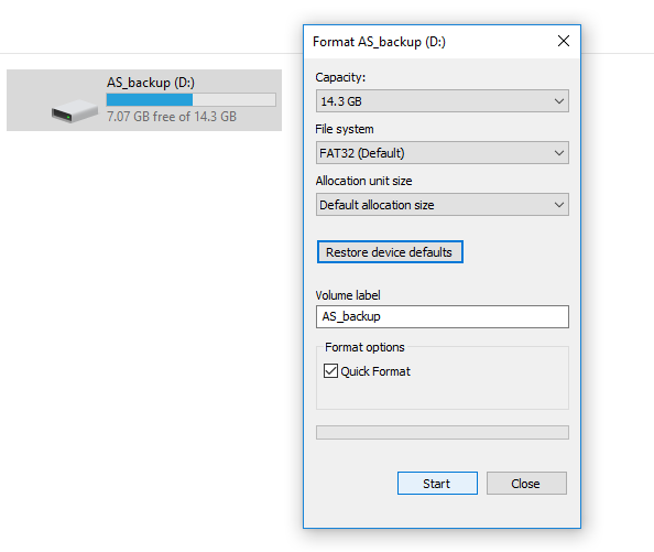 format USB drive to FAT32