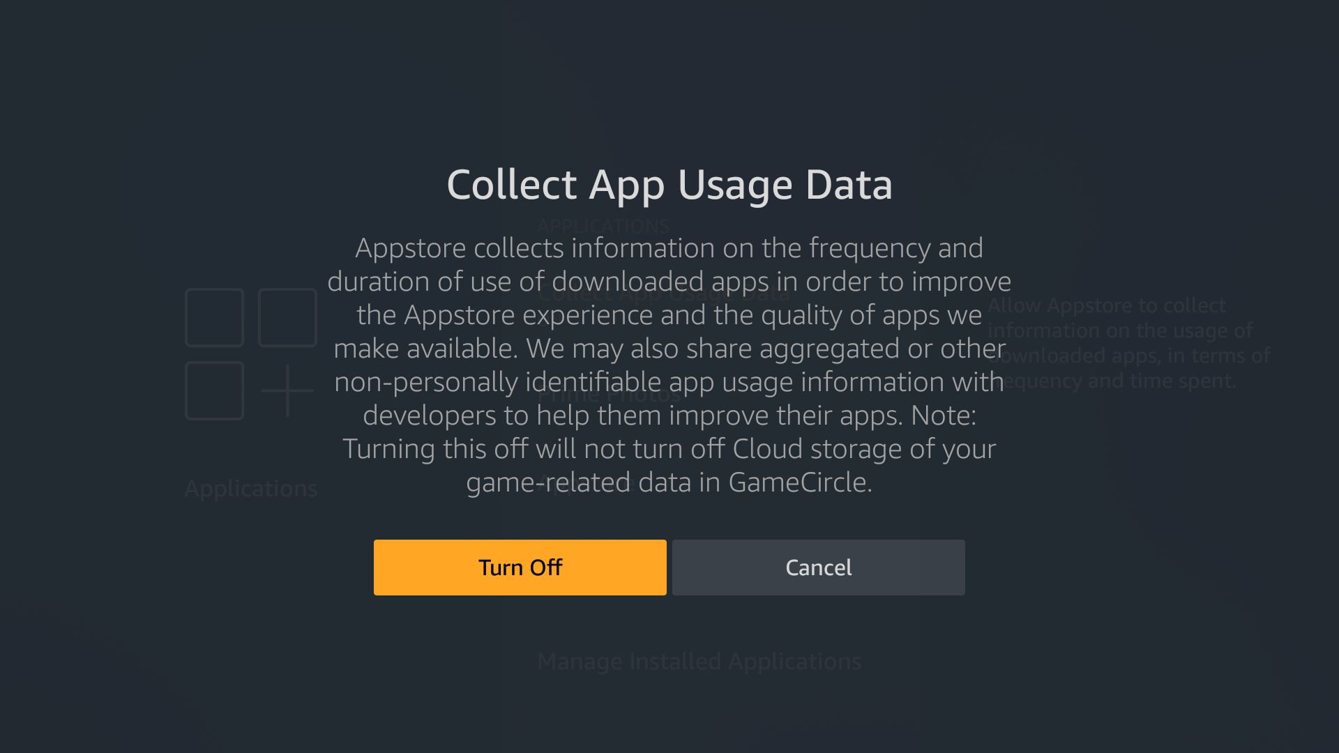 Turn off app usage data collection on firestick