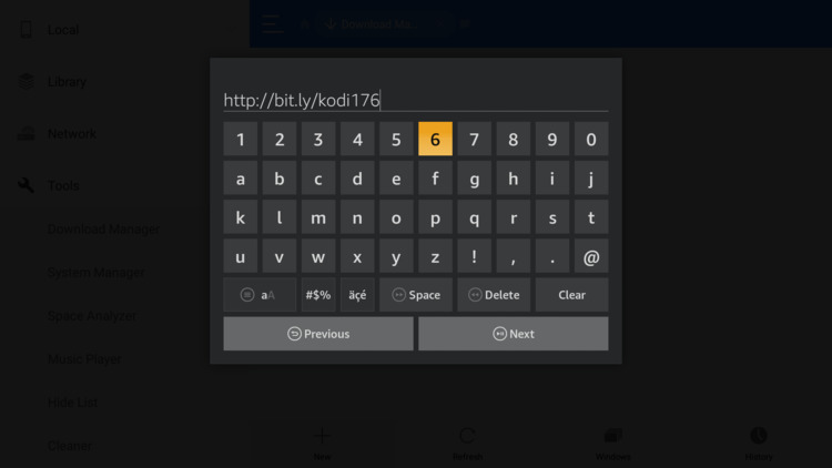 FireTV default keyboard