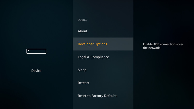 FireStick developer options