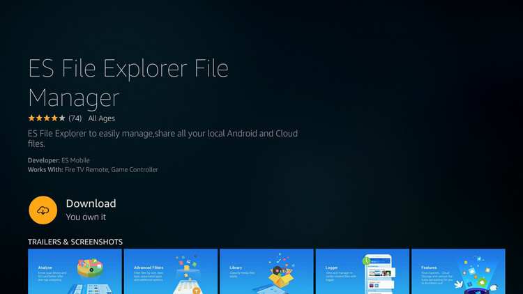 Install ES File Explorer on Amazon Fire TV Stick