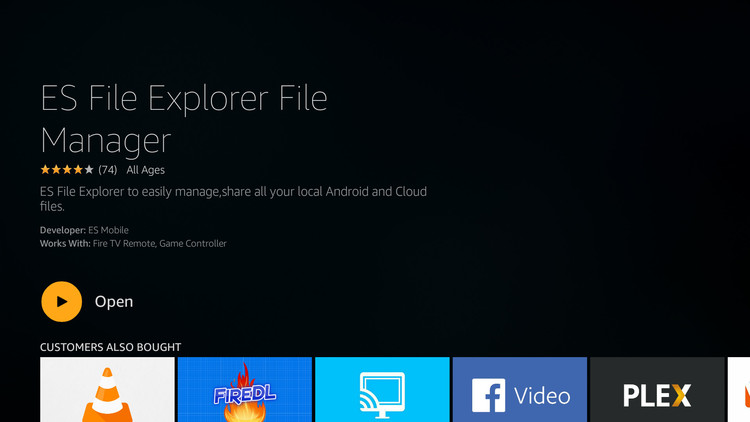 launch ES File Explorer on Amazon Fire TV Stick