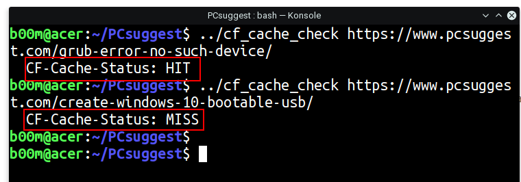check cloudflare cache status command line