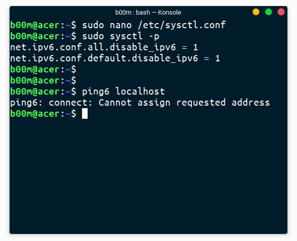 disable ipv6 linux