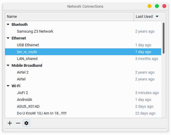 Network Manager connection editor