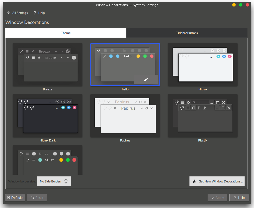 Kwin change window decoration theme